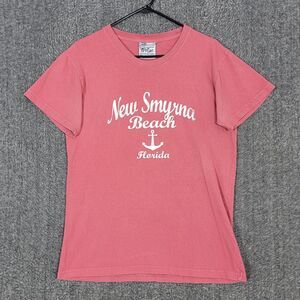 New Smyrna Beach Florida T-Shirt Womens M Salmon Pink Short Sleeve Crewneck Tee